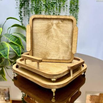 سینی ۳تیکه دسته دار پایه طلایی